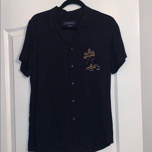 zara man medium embroidered button down